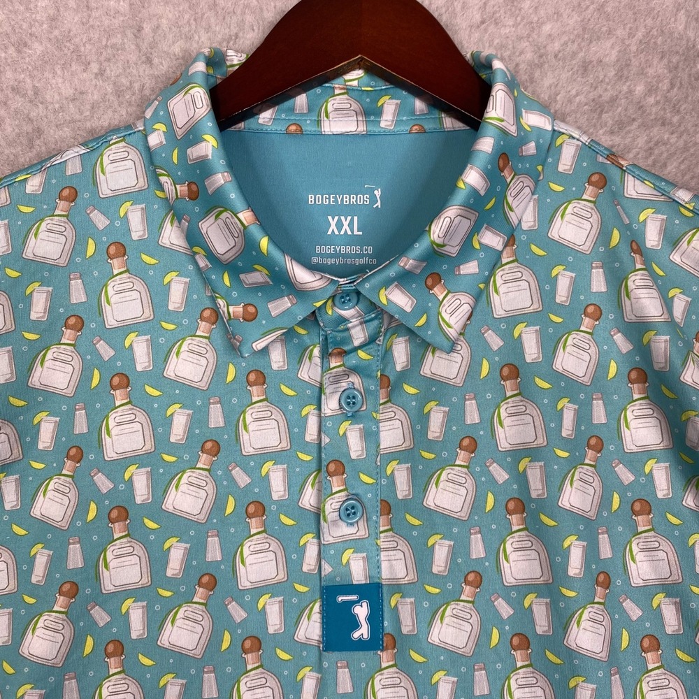 Bogey Bros Shirt Mens XXL Golf Tequila Polo All Over Print 2XL